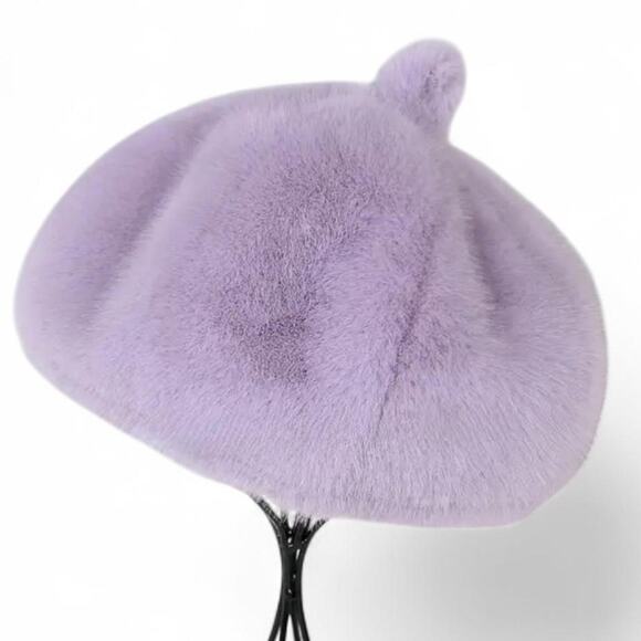 Other Accessories - Gorgeous! Pastel Lavender Lilac Purple Faux Fur Beret Glamour Cutegoth Kawaii